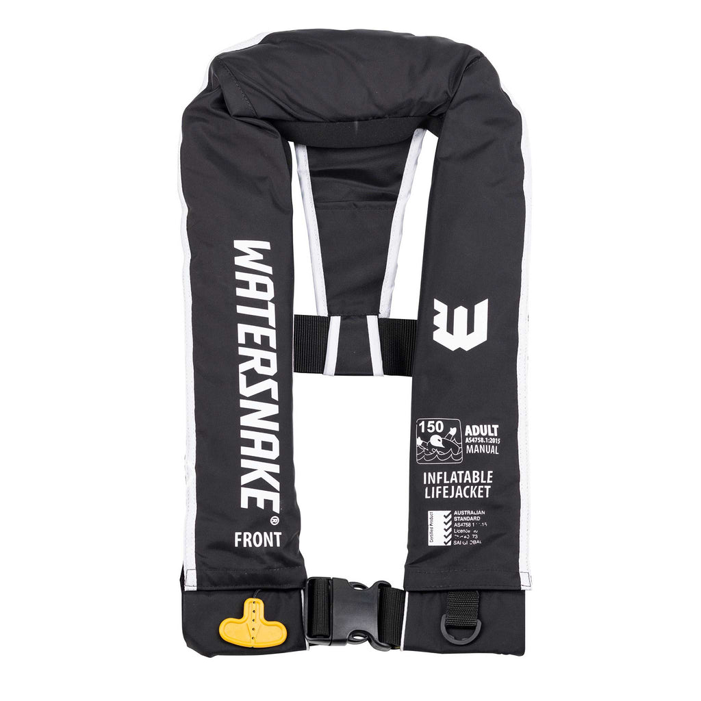 Watersnake Inflatable Manual Life Jacket Level 150 Black ( Chest Sz 80-140cm )