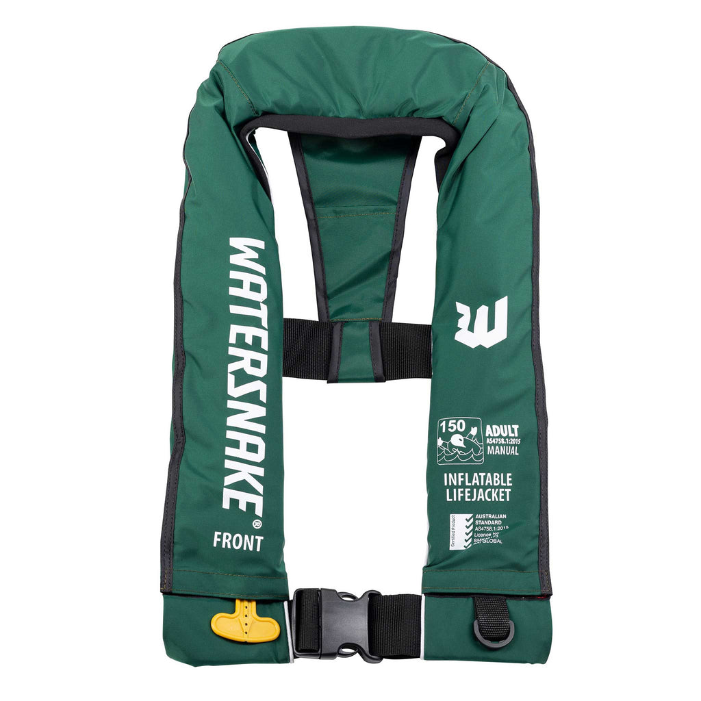 Watersnake Inflatable Manual Life Jacket Level 150 Green ( Chest Sz 80-140cm )
