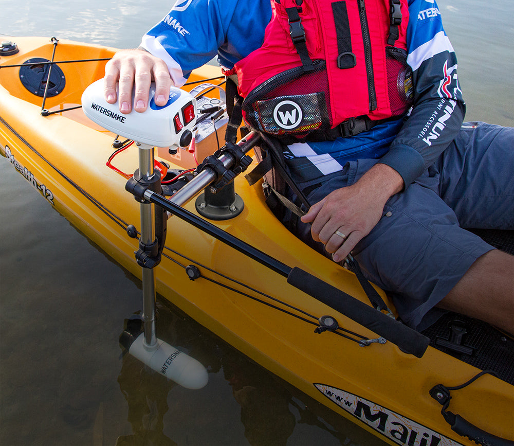 Watersnake Asp trolling motor with kayak bracket. Learn more.