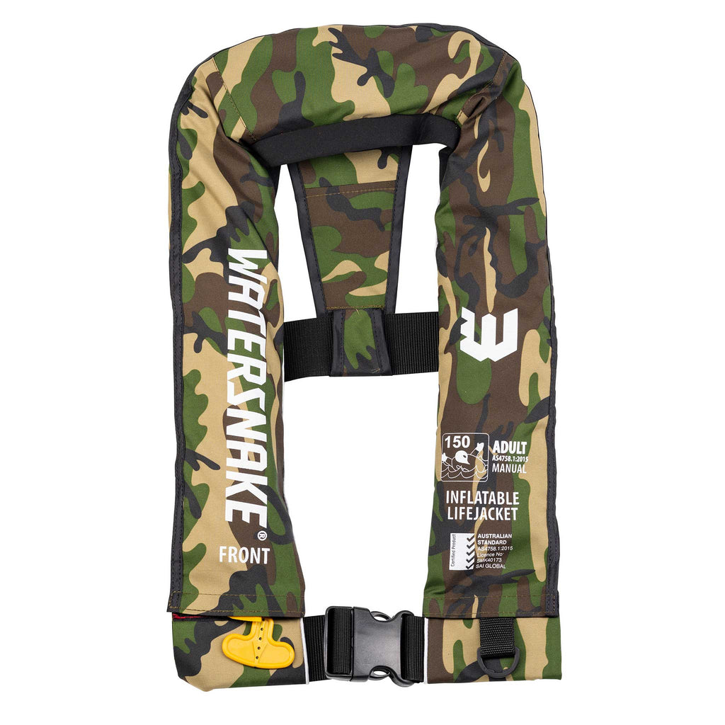 Watersnake Inflatable Manual Life Jacket Level 150 Camo ( Chest Sz 80-140cm )