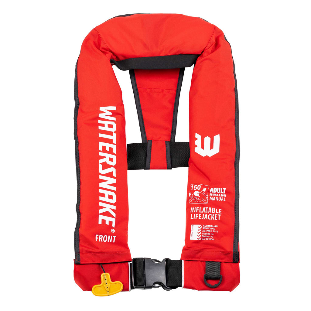 Watersnake Inflatable Manual Life Jacket Level 150 Red ( Chest Sz 80-140cm )