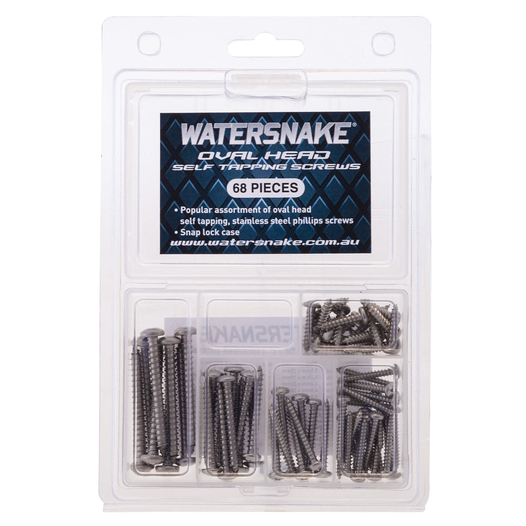Watersnake Oval Head SS Self Tapping Screw Kit 68PC